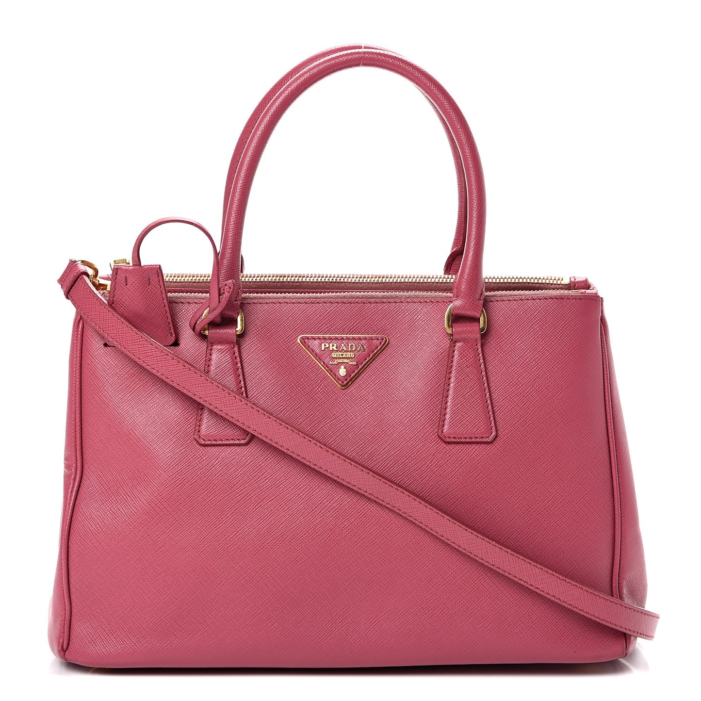 Saffiano Small Galleria Double Zip Tote Fuxia