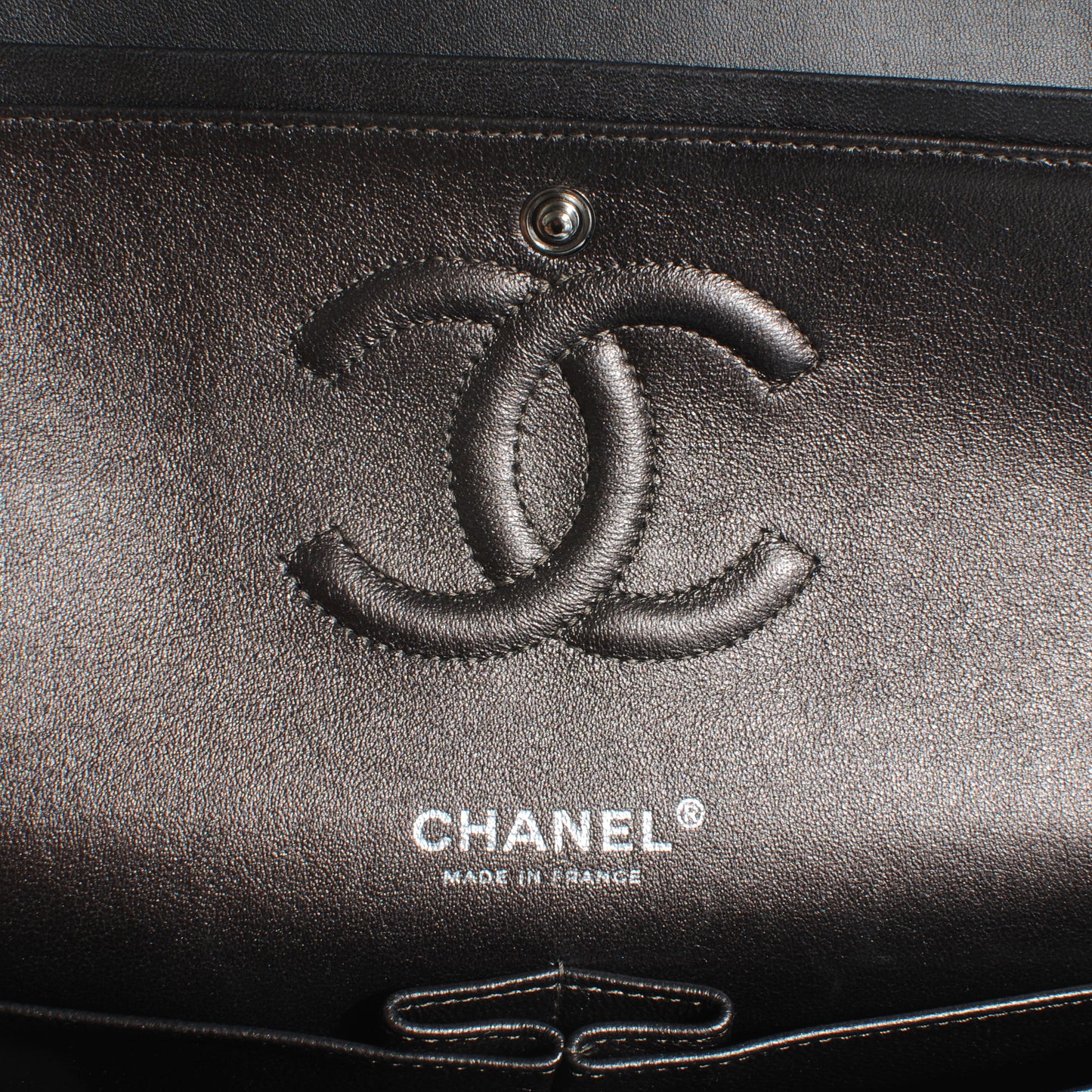 Lambskin Medium Double Flap Dark Metallic Grey