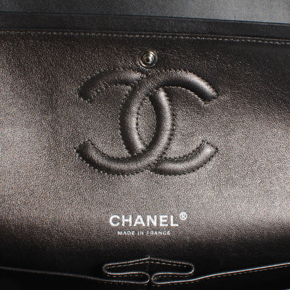 Chanel Lambskin Medium Double Flap Dark Metallic Grey 8 of 10