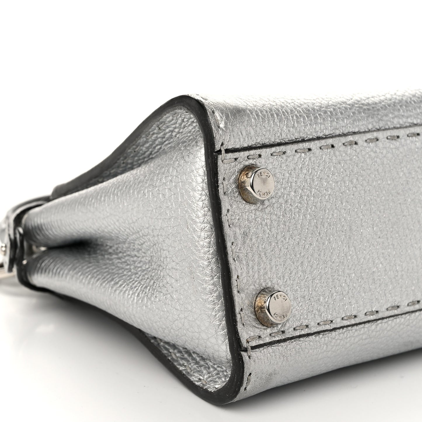 Cuoio Romano Lux Selleria Mini Peekaboo Iconic Satchel Argento