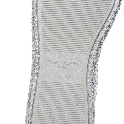 Saint Laurent Calfskin Crystal Glitter Andy Sneakers 37.5 Silver 6 of 8