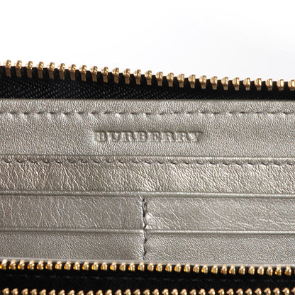 Burberry Signature Grain Leather Zip Around Wallet Silver 6 of 8
