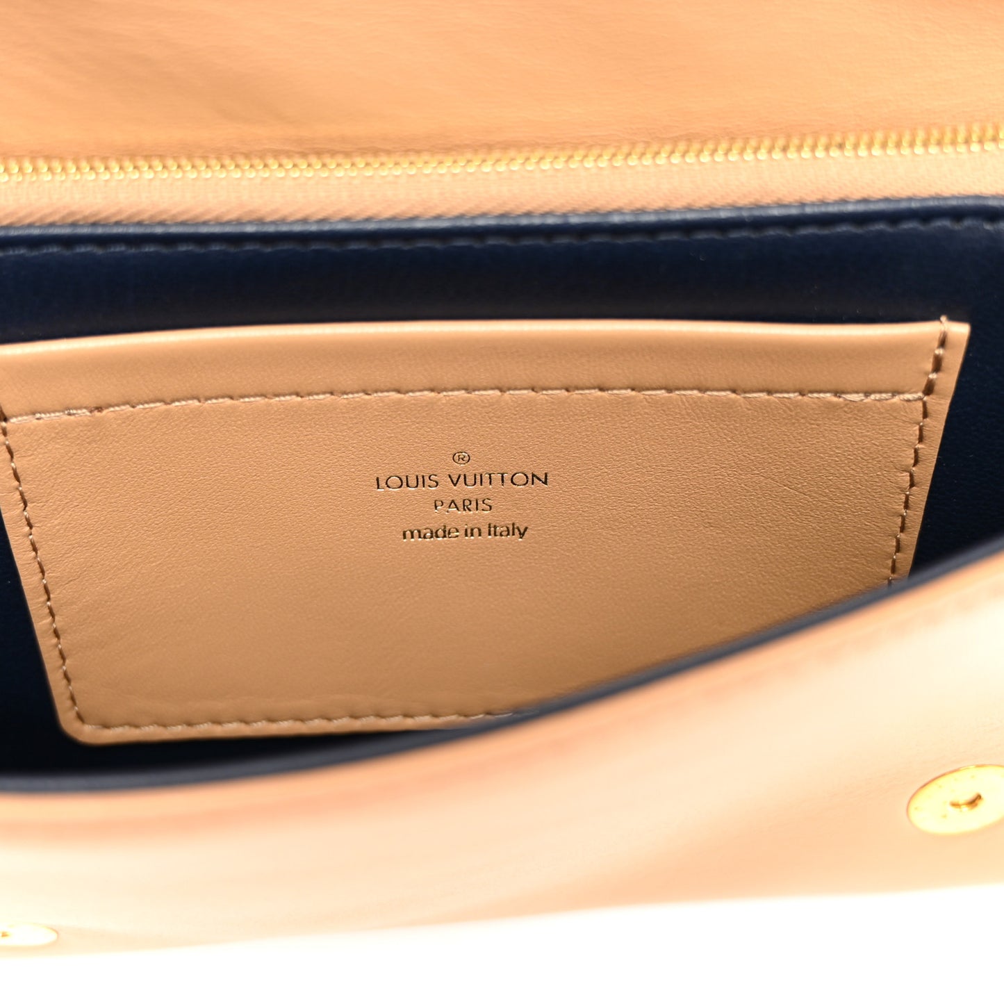 Lambskin Embossed Monogram Pochette Coussin Camel