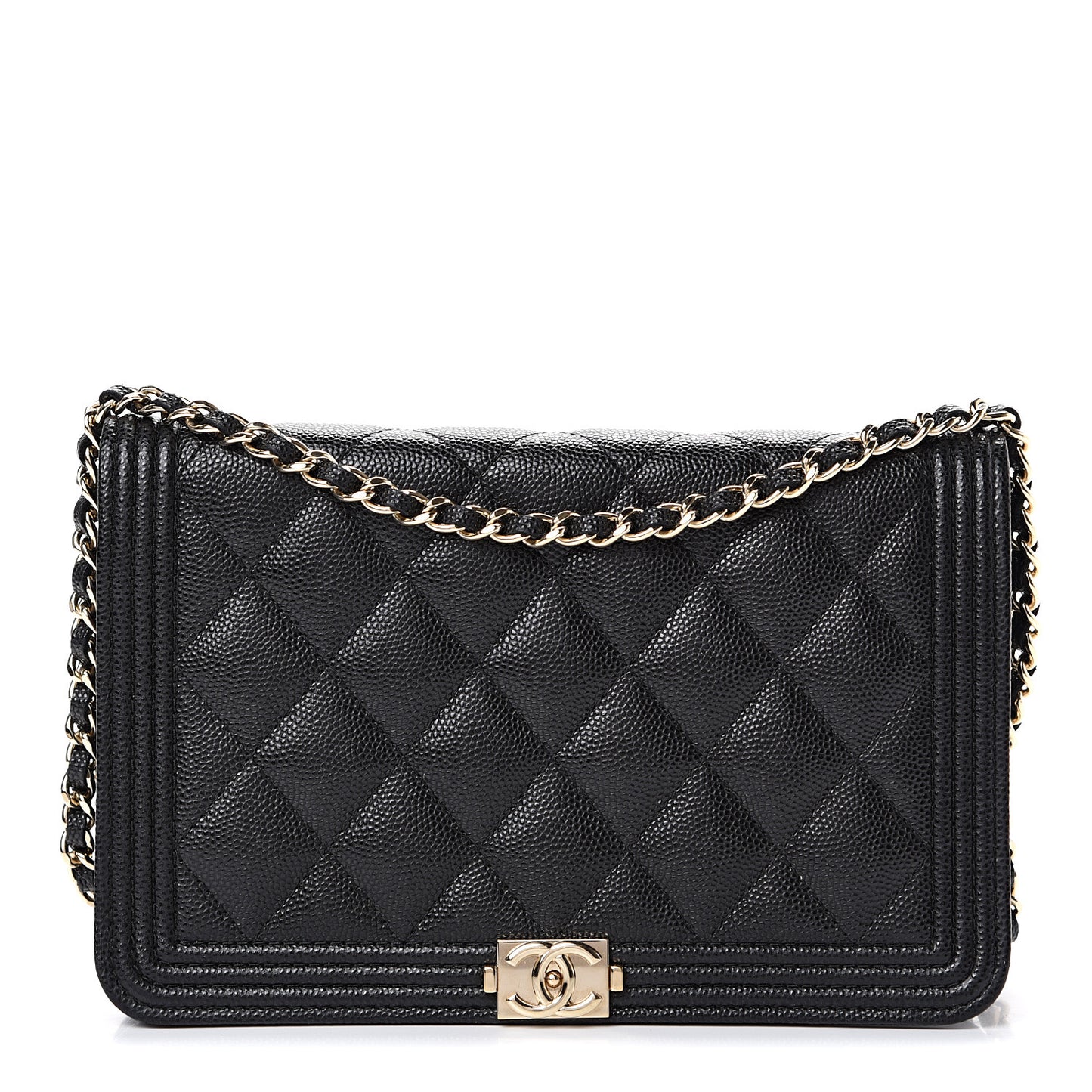 Caviar Quilted Boy Wallet On Chain WOC Black
