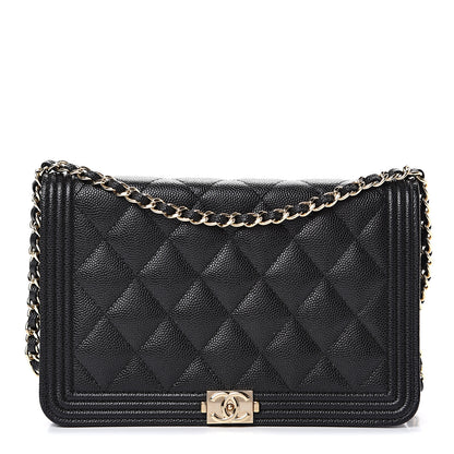 Chanel Caviar Quilted Boy Wallet On Chain WOC Black 1 of 13