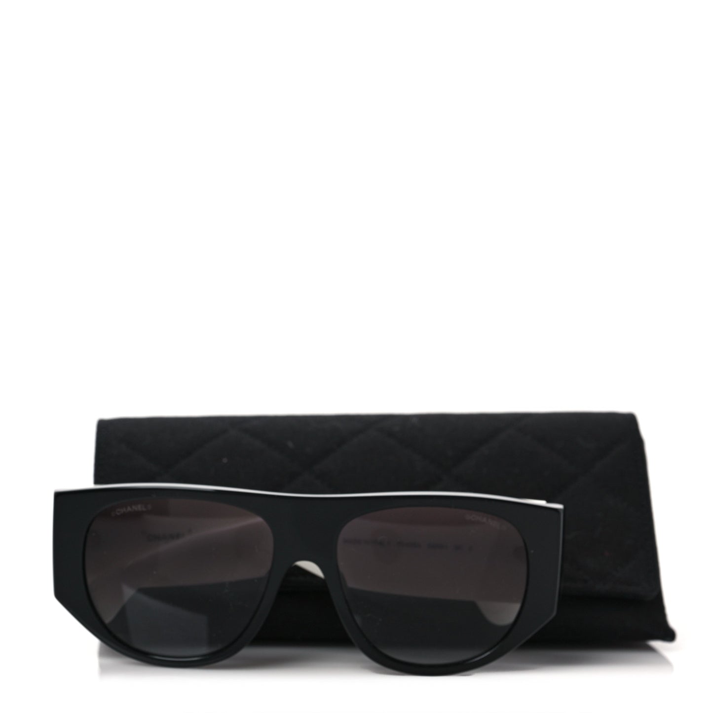 Acetate Quilted CC Pilot Sunglasses 71465 White Black