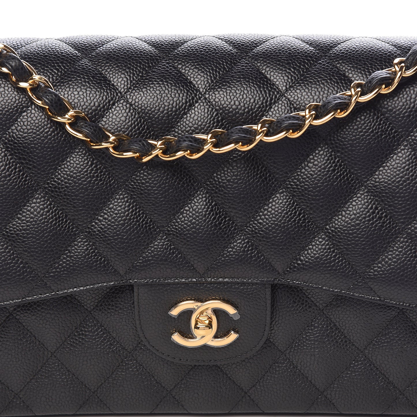 Caviar Quilted Jumbo Double Flap Black