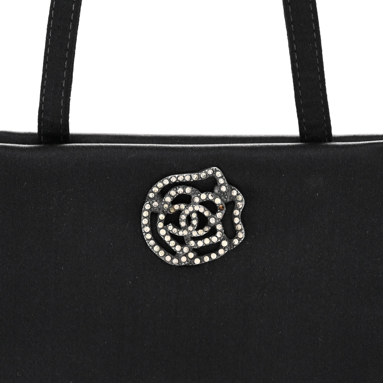 Chanel Satin Crystal Evening Bag Black Black 8 of 11