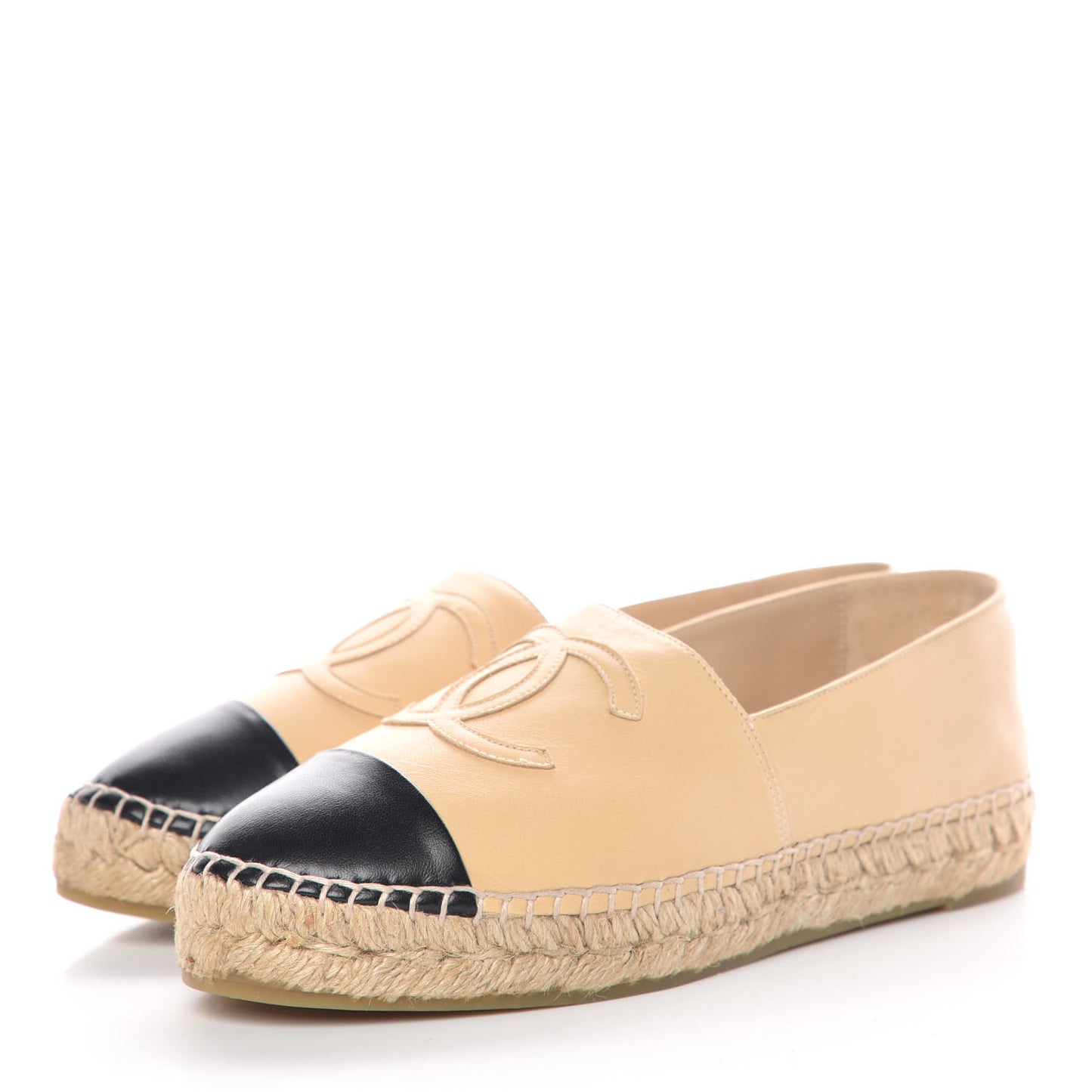 Lambskin CC Espadrilles 36 Beige Black