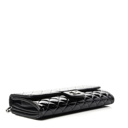 Chanel Patent Calfskin Quilted Brilliant East West Flap Clutch Black 4 of 11