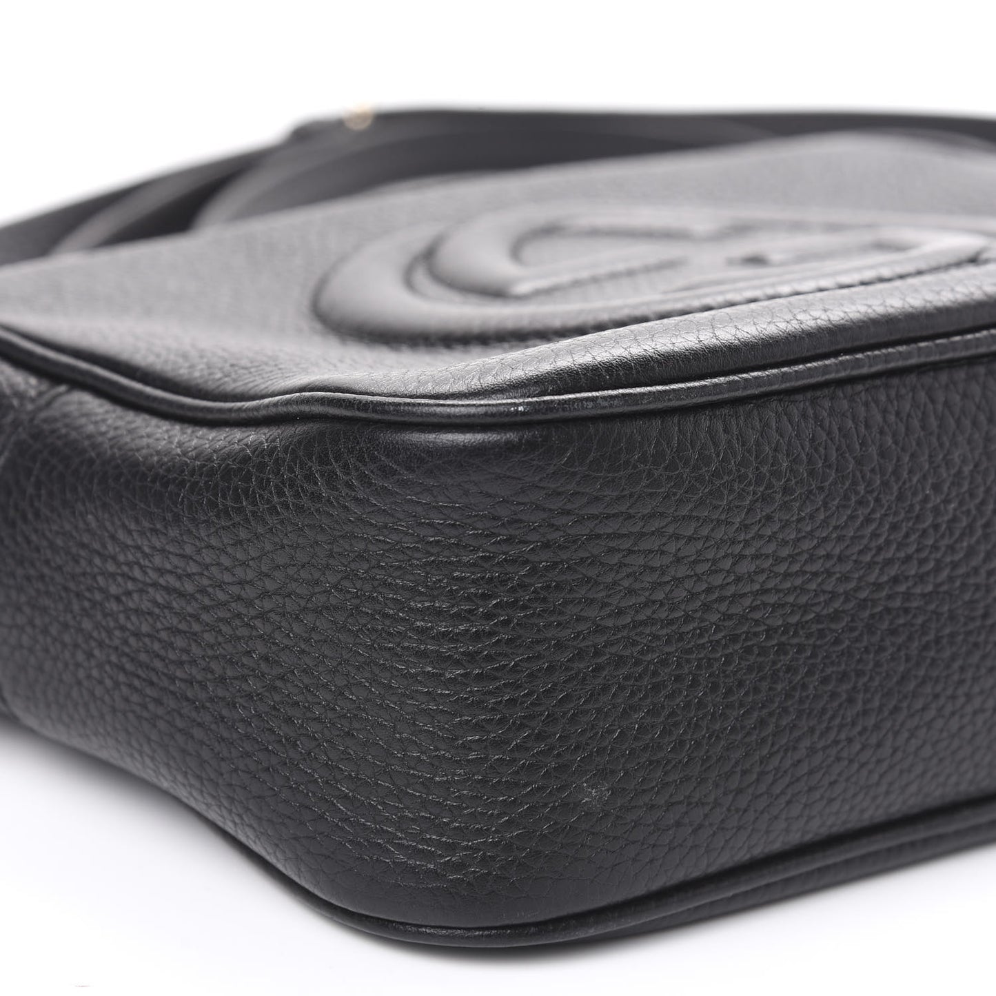 Pebbled Calfskin Small Soho Disco Bag Black