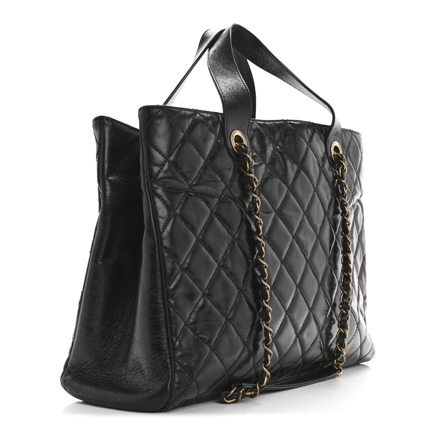 Chanel Snakeskin Glazed Calfskin Quilted Urban Mix Tote Black 3 of 16