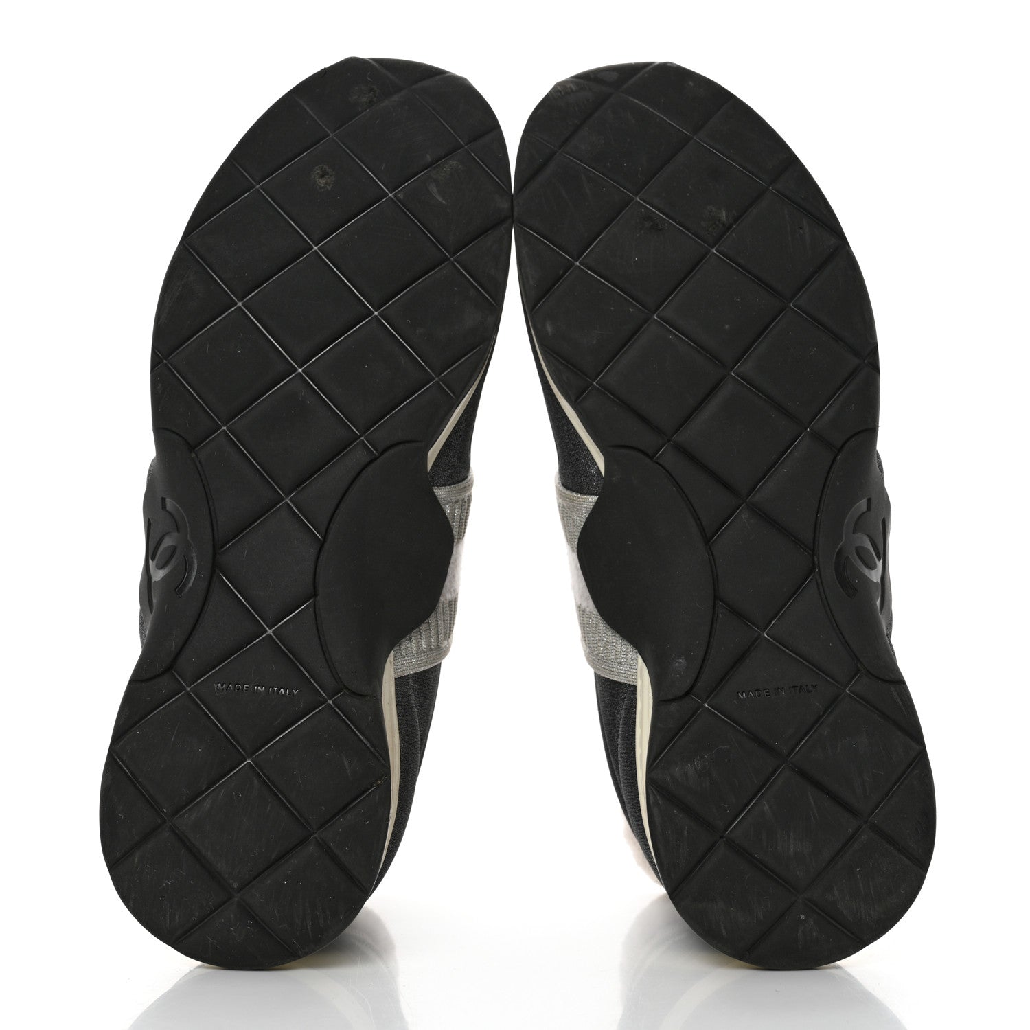 Chanel Glitter Stretch Fabric CC Sneakers 39 Grey Black 5 of 10
