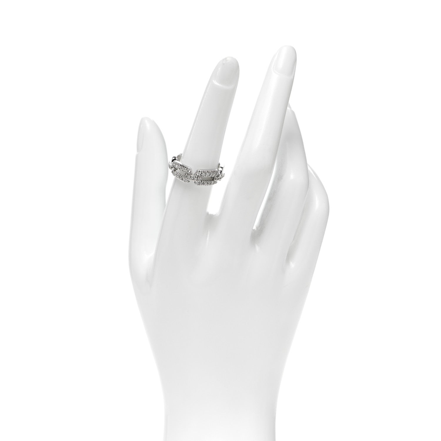 Damiani 18K White Gold Diamond Segnaletici Link Band Ring 54 7 2 of 5