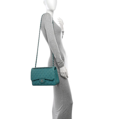 Chanel Lambskin Quilted Jumbo Double Flap Turquoise 2 of 14