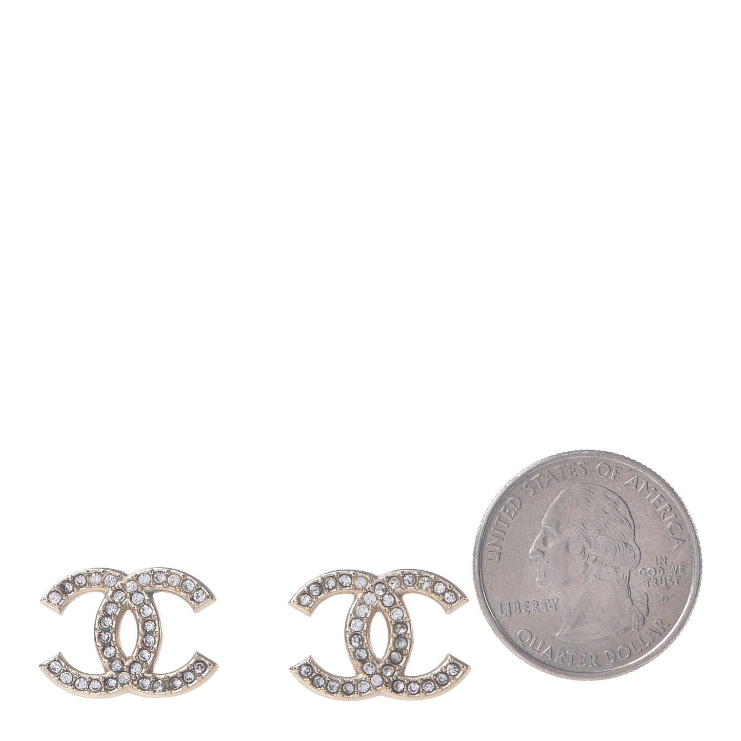 Crystal Mini CC Earrings Gold