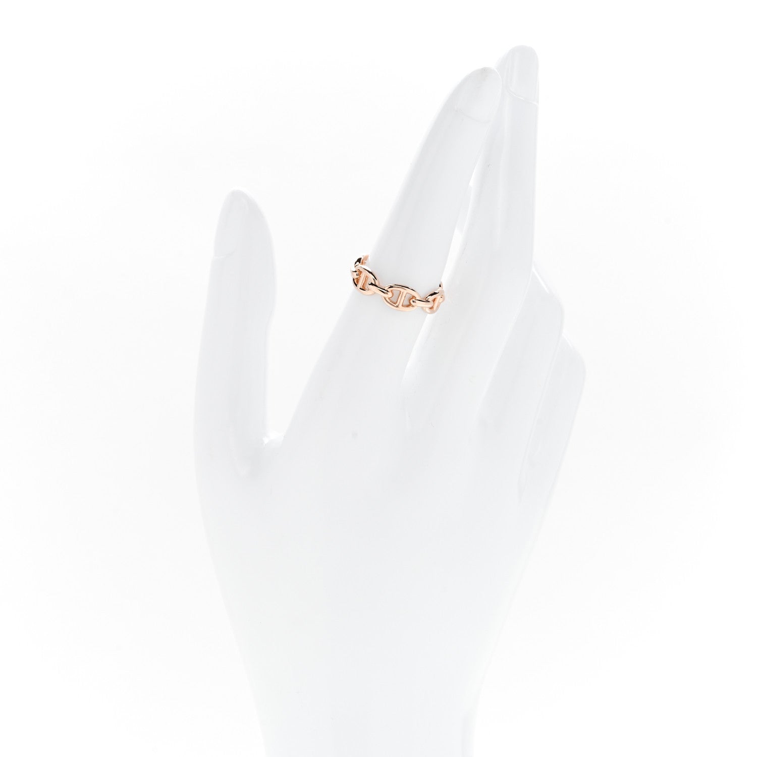 Hermes 18K Rose Gold PM Chaine d'Ancre Enchainee Ring 53 6.5 2 of 7