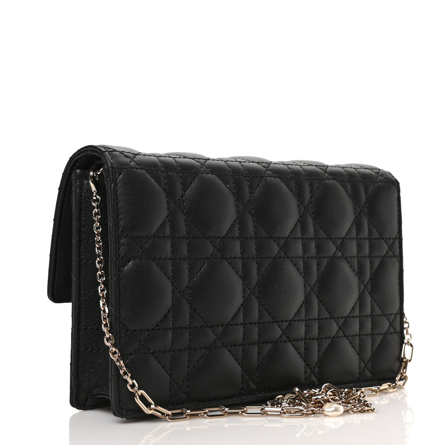 Christian Dior Lambskin Cannage Lady Dior Chain Pouch Black 3 of 8