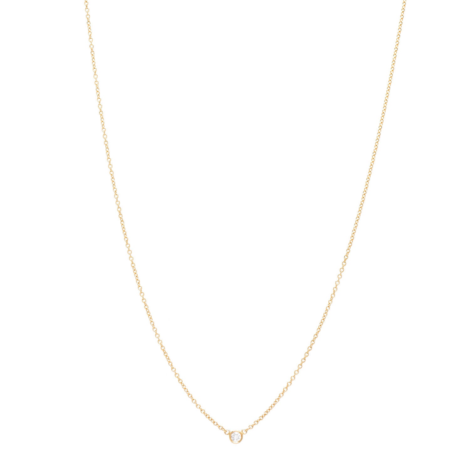 Tiffany 18K Yellow Gold Diamond .05ct Elsa Peretti Diamonds by the Yard Pendant Necklace 1 of 4