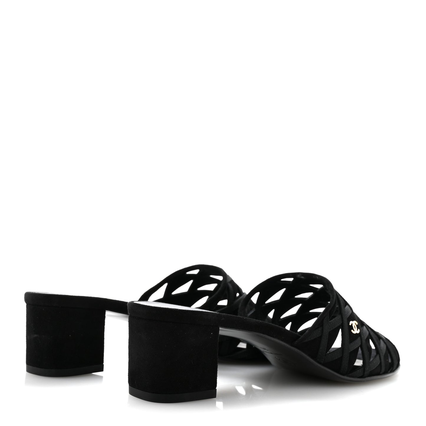 Suede Kidskin Grosgrain Sandals 39 Black