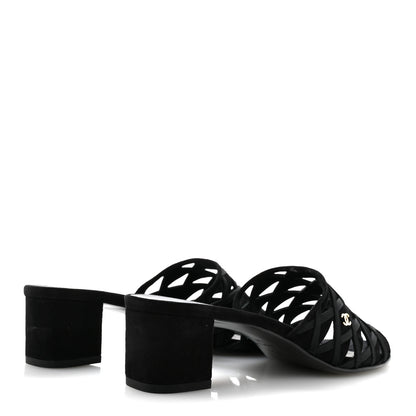 Chanel Suede Kidskin Grosgrain Sandals 39 Black 5 of 12