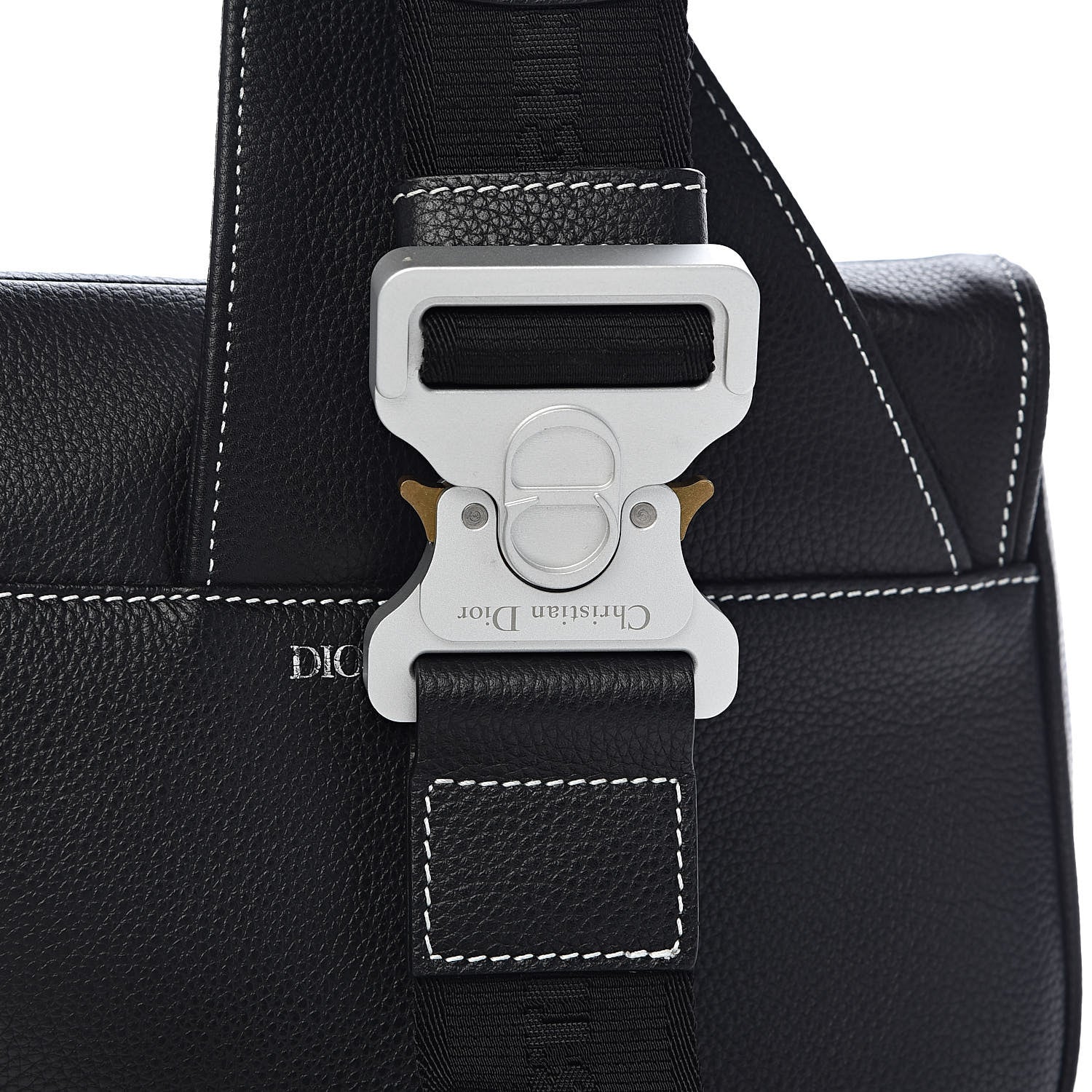 Christian Dior Grained Calfskin Logo Saddle Messenger Bag Black 8 of 11