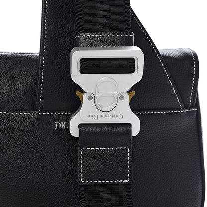 Christian Dior Grained Calfskin Logo Saddle Messenger Bag Black 8 of 11