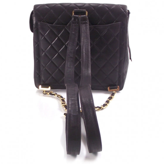 Lambskin Quilted Backpack Black