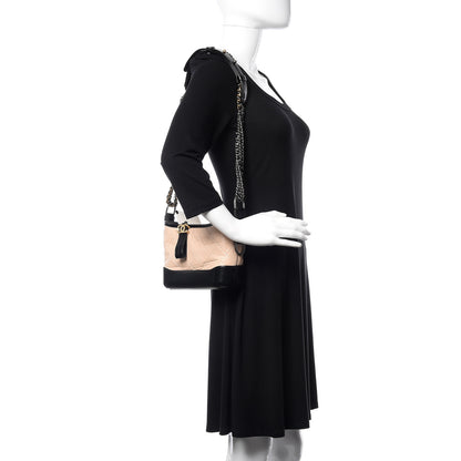Chanel Aged Calfskin Quilted Small Gabrielle Hobo Beige Black 2 of 11