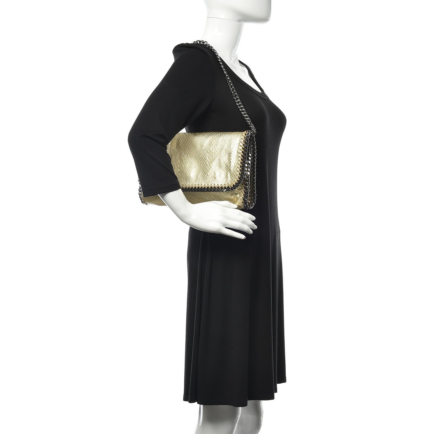 Stella McCartney Metallic Alter Snakeskin Falabella Clutch Gold 2 of 10