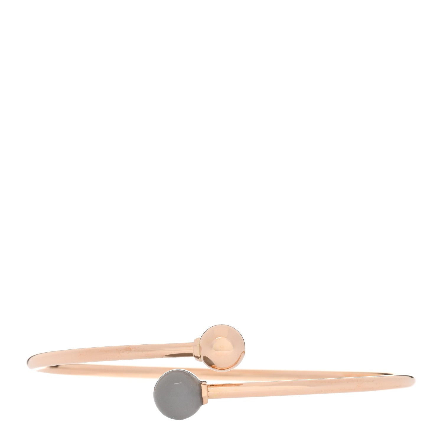 Tiffany 18K Rose Gold Gray Moonstone 8mm HardWear Ball Bypass Bracelet 1 of 3