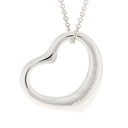 Tiffany Sterling Silver 27mm Elsa Peretti Open Heart Pendant Necklace 4 of 5