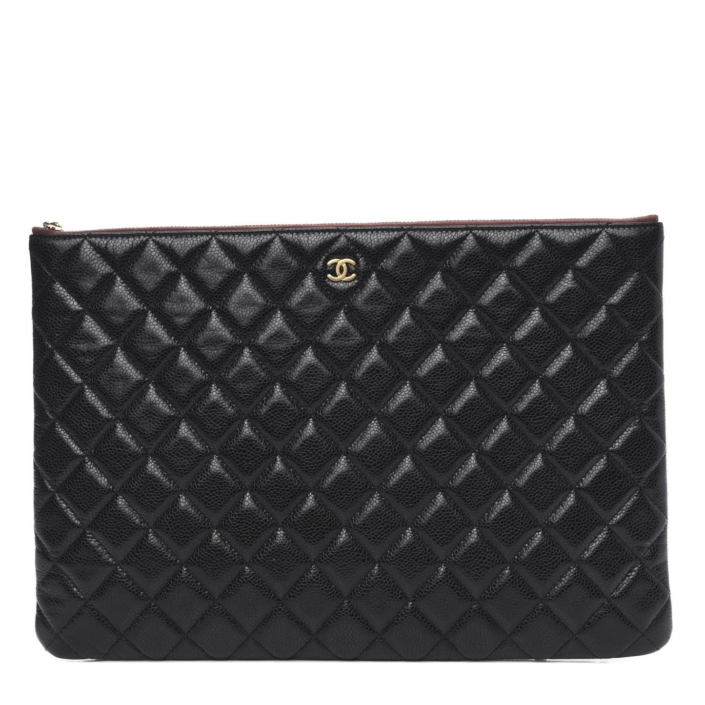 Caviar Quilted Large Cosmetic Case Black