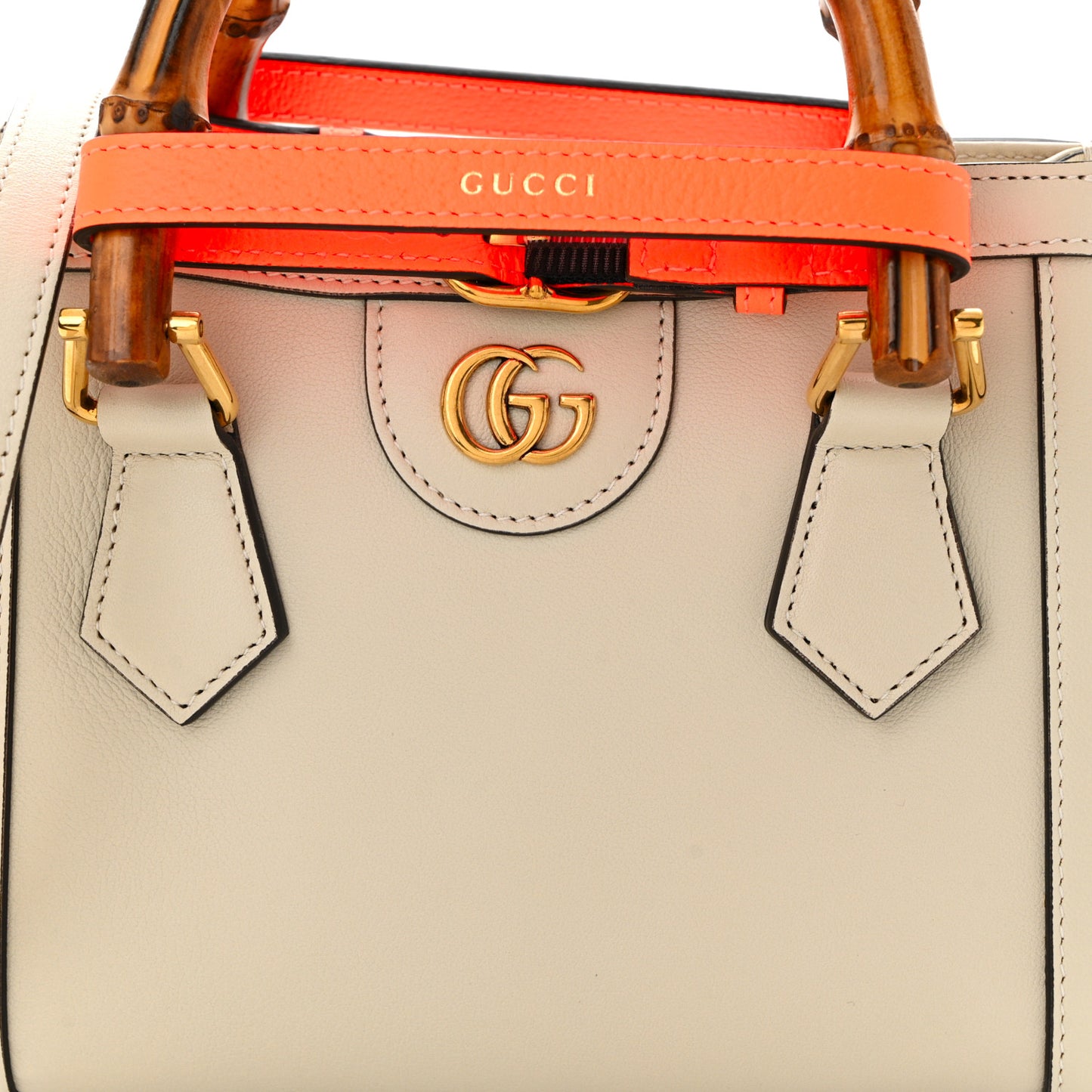 Wonka Grain Calfskin Mini Diana Tote Bag Mystic White Orange Fluo
