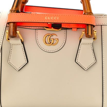 Gucci Wonka Grain Calfskin Mini Diana Tote Bag Mystic White Orange Fluo 8 of 10
