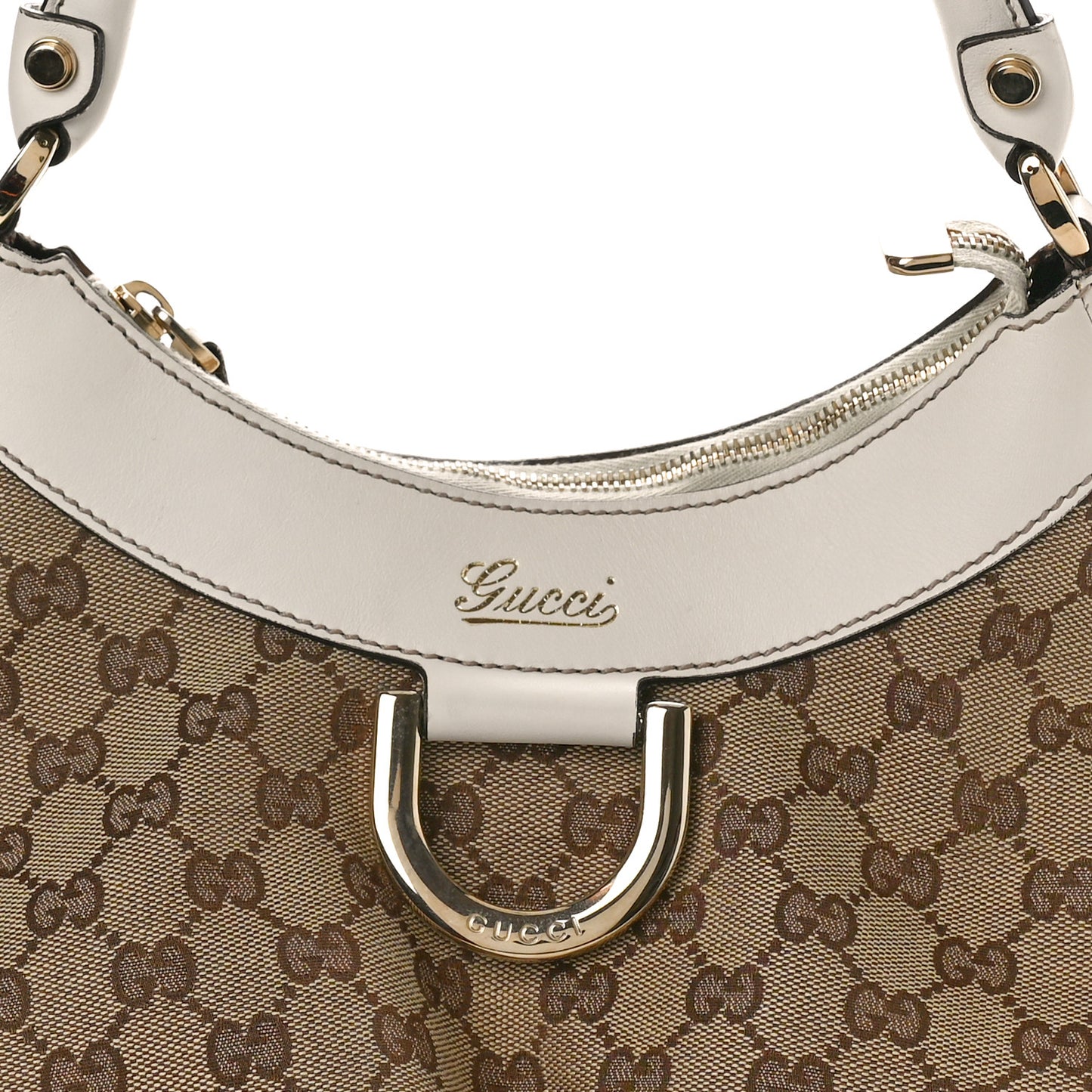 Monogram Medium D Gold Ring Hobo White