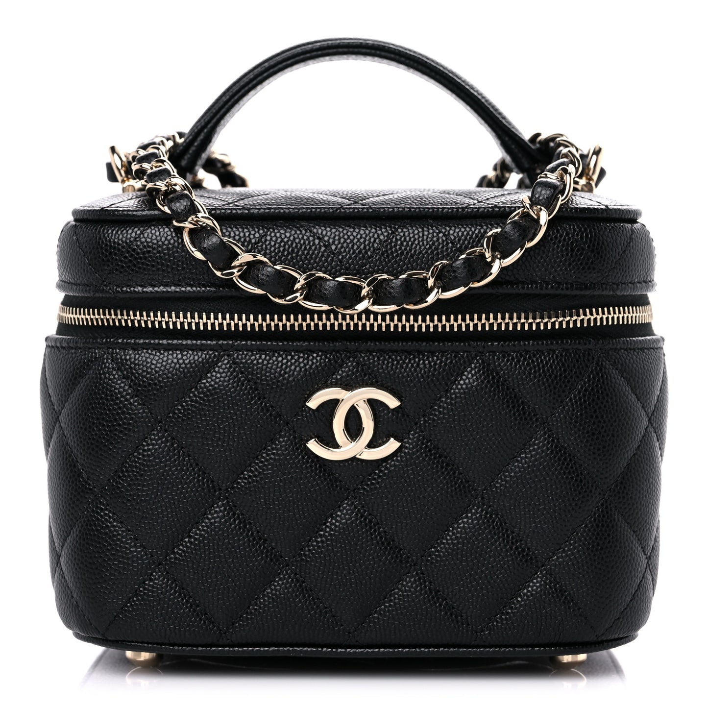 Caviar Quilted Small CC Vanity Case Black