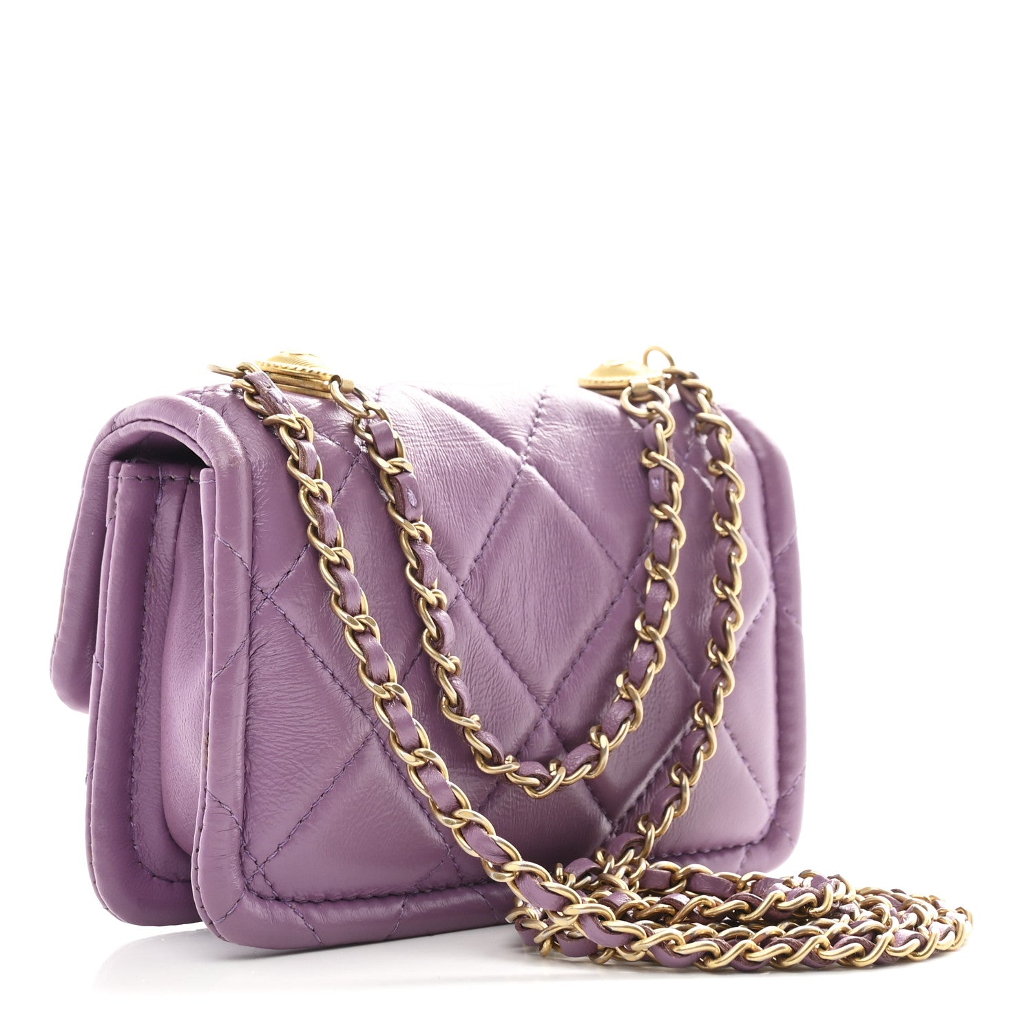 Chanel Shiny Lambskin Quilted Extra Mini Flap Purple 3 of 12