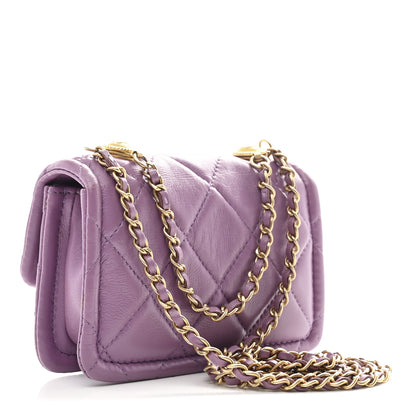 Chanel Shiny Lambskin Quilted Extra Mini Flap Purple 3 of 12