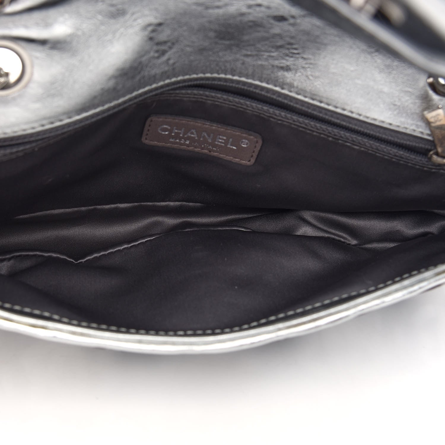 Chanel Metallic Crackled Calfskin Medium CC Mix Flap Silver Gold 5 of 9