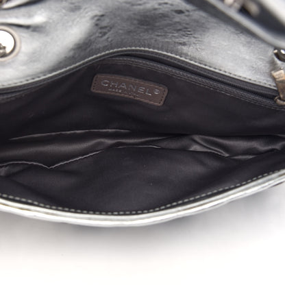 Chanel Metallic Crackled Calfskin Medium CC Mix Flap Silver Gold 5 of 9