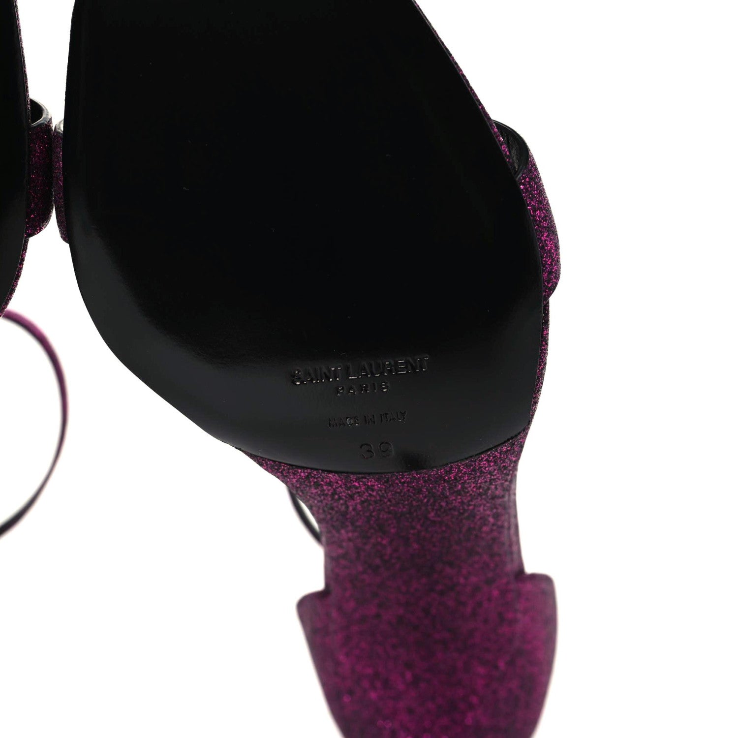 Saint Laurent Glitter Amber 85 Ankle Strap Sandals 39 Fuchsia 7 of 10