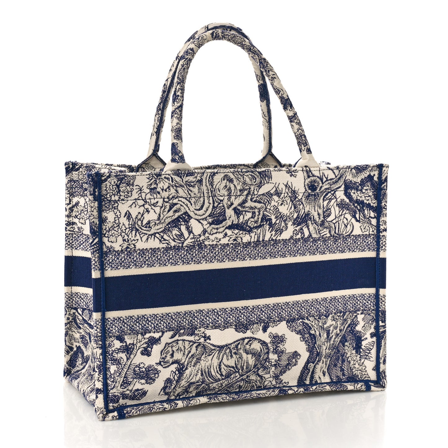 Canvas Embroidered Medium Dioriviera Toile De Jouy Book Tote Blue