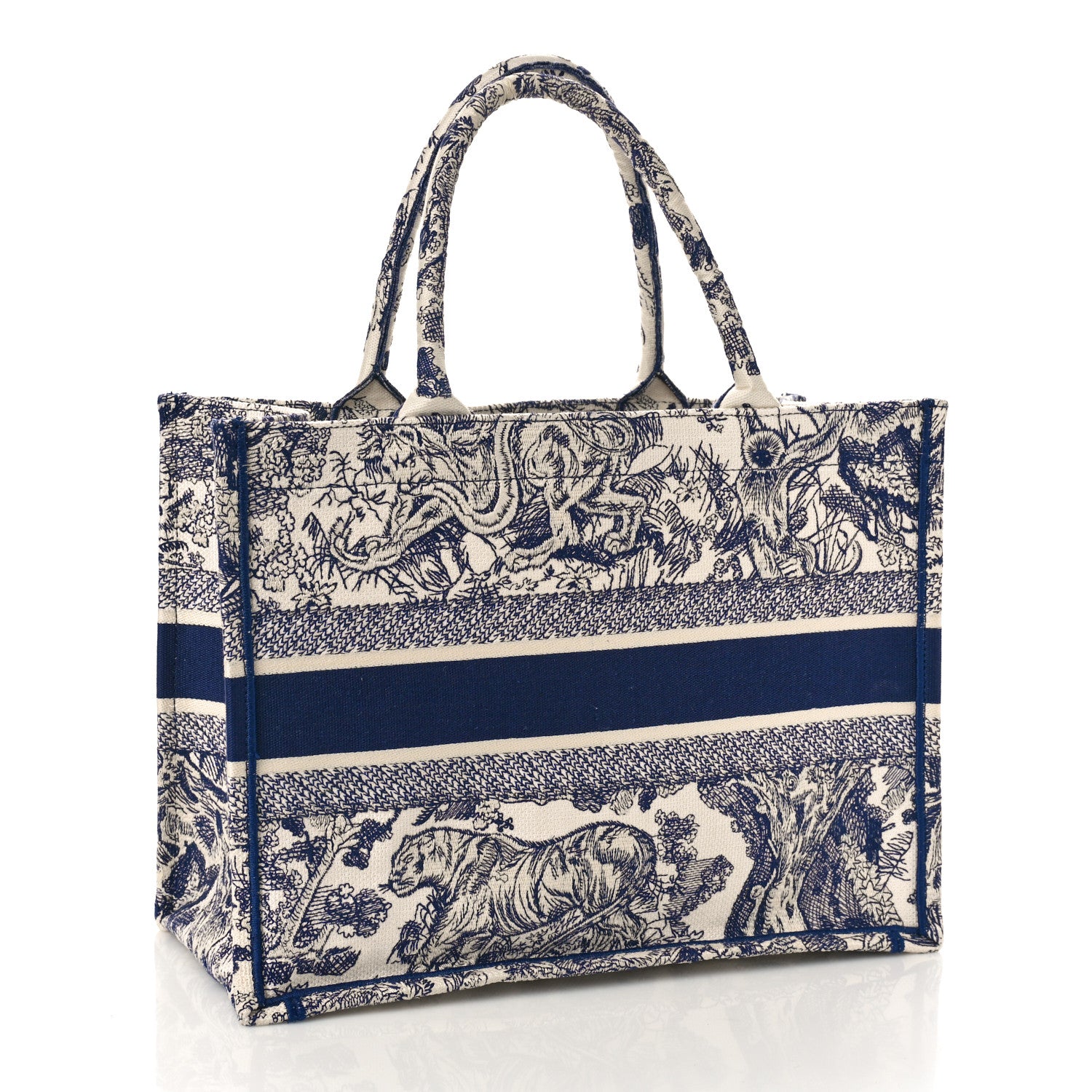 Christian Dior Canvas Embroidered Medium Dioriviera Toile De Jouy Book Tote Blue 2 of 8