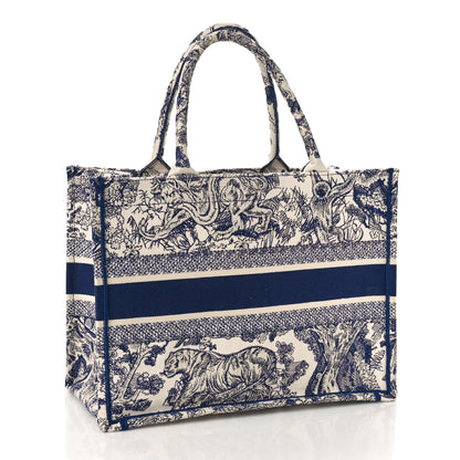 Christian Dior Canvas Embroidered Medium Dioriviera Toile De Jouy Book Tote Blue 2 of 8