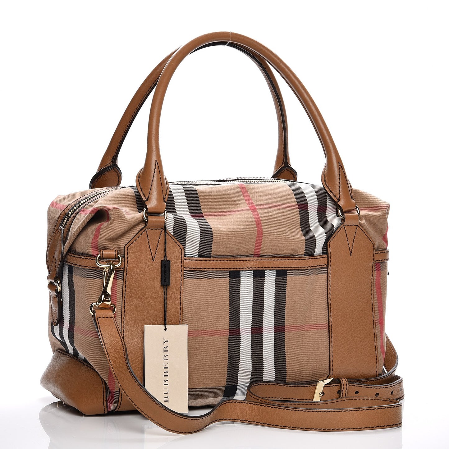 House Check Satchel Brown Umber