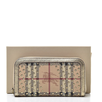 Burberry Metallic Haymarket Check Zip Wallet Gold 10 of 10