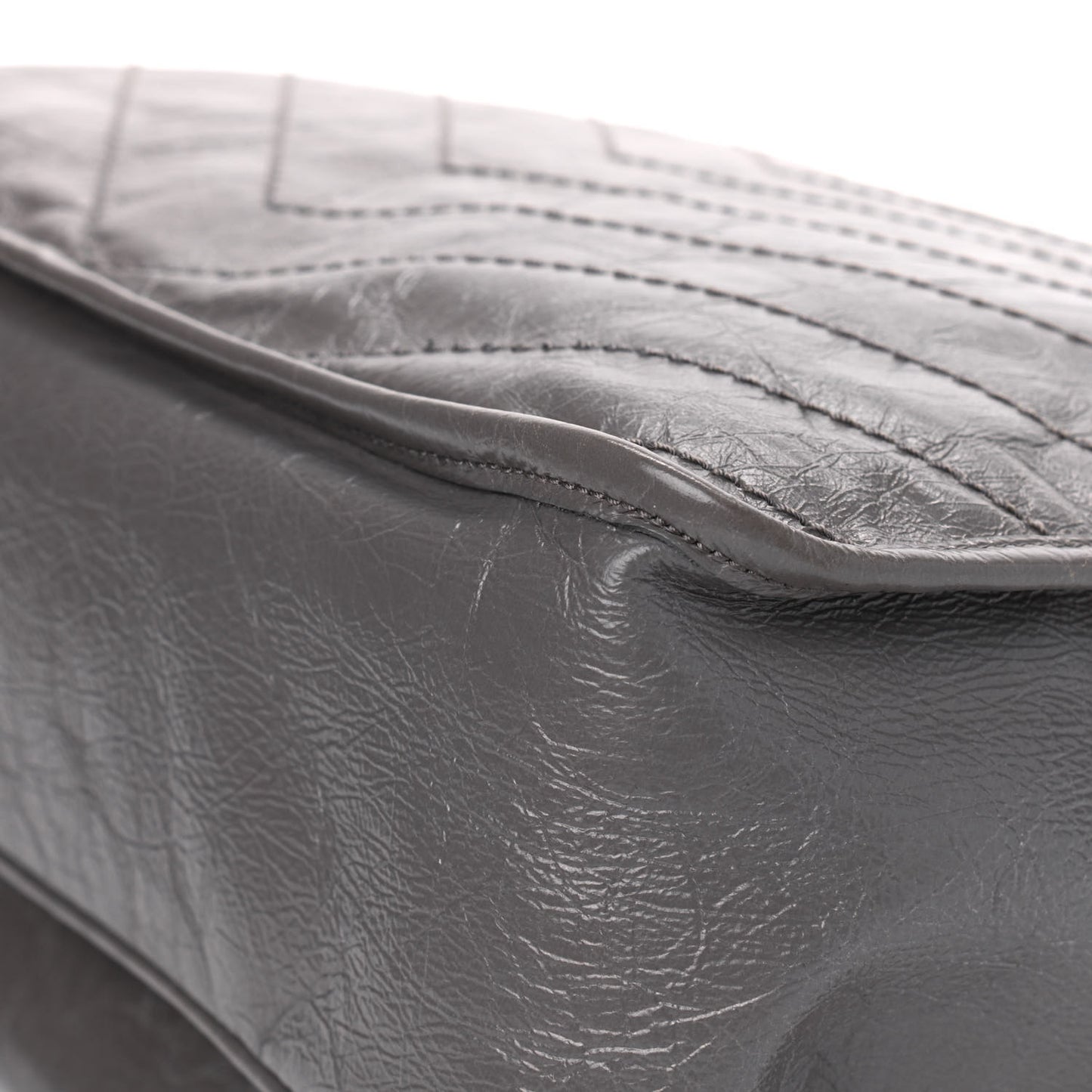 Crinkled Calfskin Matelasse Monogram Large Niki Chain Satchel Fog