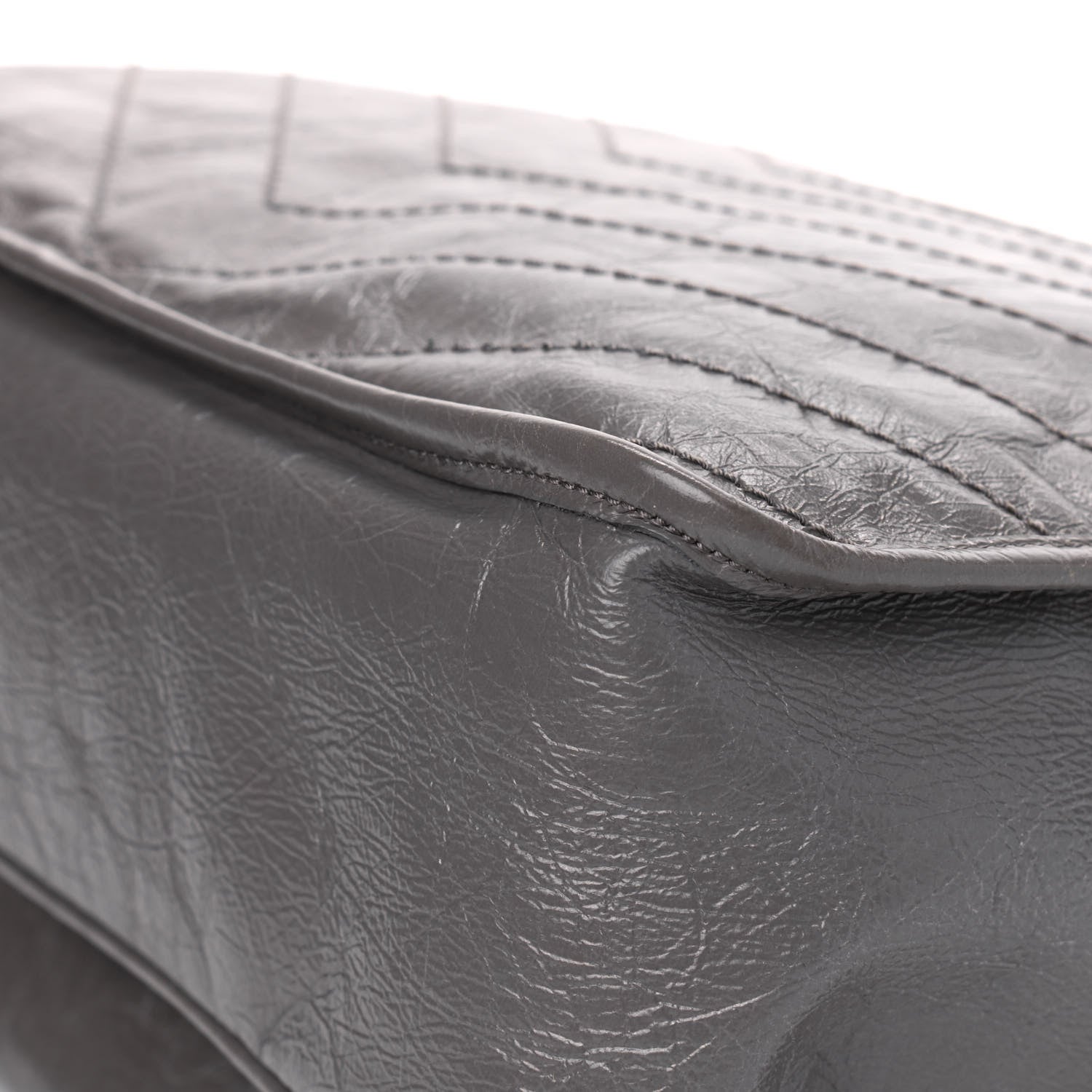 Saint Laurent Crinkled Calfskin Matelasse Monogram Large Niki Chain Satchel Fog 8 of 8
