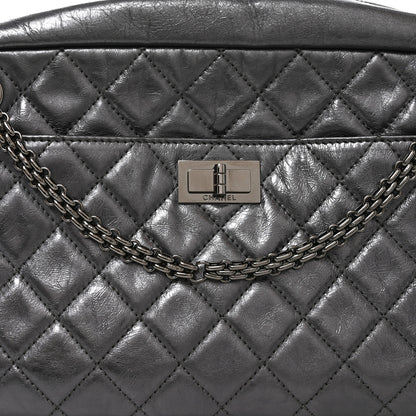 Chanel Metallic Aged Calfskin Quilted Medium Reissue Camera Case Dark Silver 8 of 10
